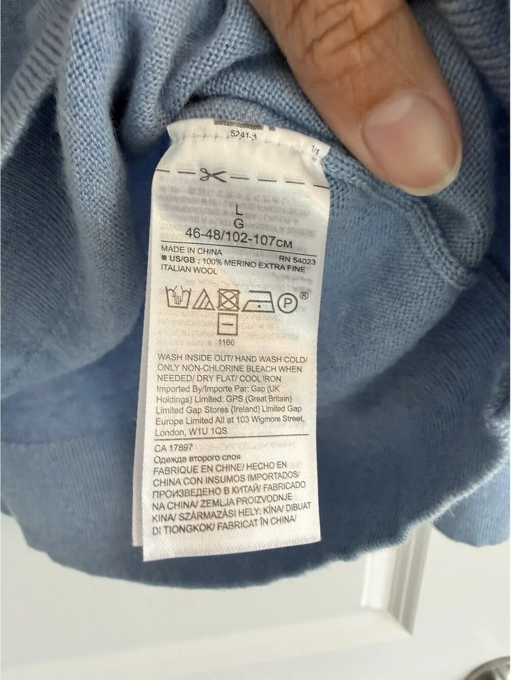 Banana Republic Merino Wool Sweater Men's L Light Blue Barruffa Italian Yarn